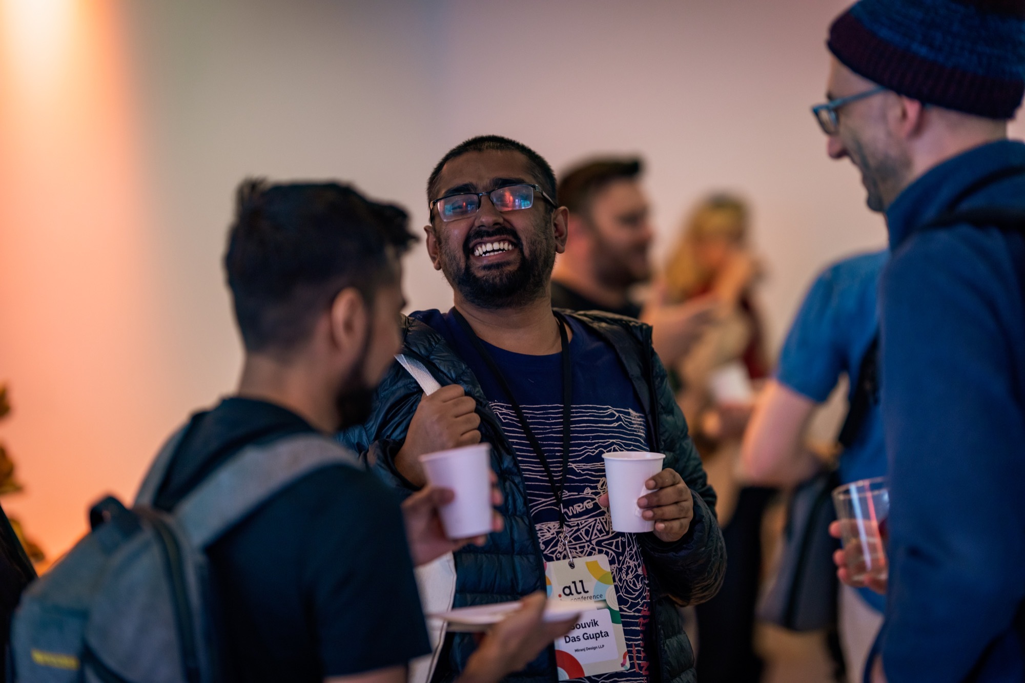 Souvik and Prateek share a laugh with Ben Parizek of Barrel Strength Design
